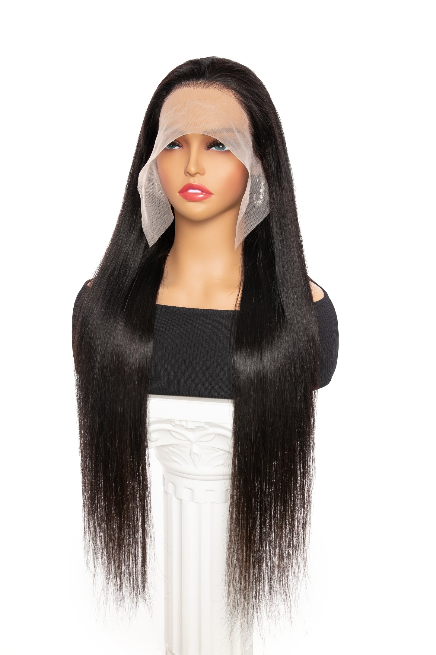 13X6 Human Hair Lace Frontal Wig Straight 1B 30"