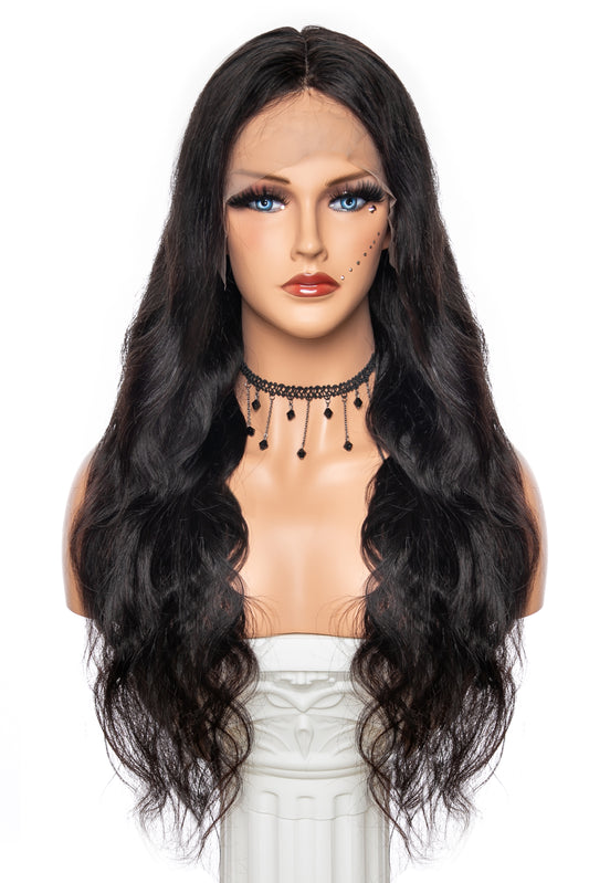 human hair lace wig body wave 13X6 1B 30"