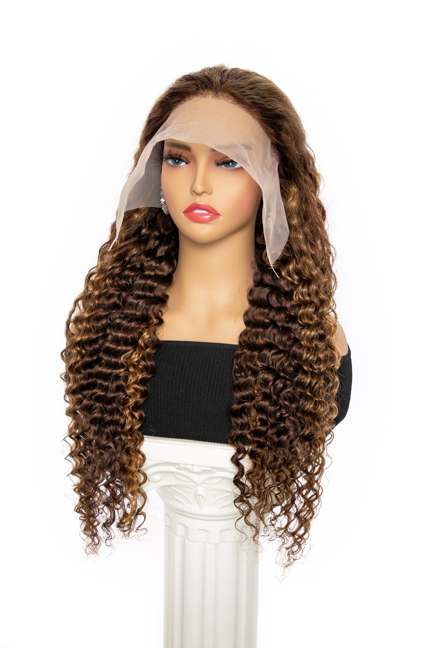 13x6 Human Hair Lace Frontal Wig Deep Curly P4/27 30"